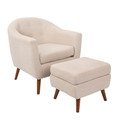 Rockwell Mid-Century Modern Accent Chair and Ottoman in Beige by LumiSource