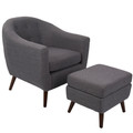 Rockwell Mid-Century Modern Accent Chair and Ottoman in Charcoal Grey by LumiSource