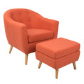 Rockwell Mid-Century Modern Accent Chair and Ottoman in Orange by LumiSource