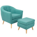 Rockwell Mid-Century Modern Accent Chair and Ottoman in Teal by LumiSource