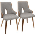 Stella Mid-Century Modern Dining/Accent Chair in Walnut with Light Grey Fabric by LumiSource - Set of 2