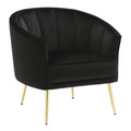 Tania Contemporary/Glam Accent Chair in Gold Metal and Black Velvet by LumiSource