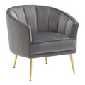 Tania Contemporary/Glam Accent Chair in Gold Metal and Grey Velvet by LumiSource