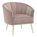 Tania Contemporary/Glam Accent Chair in Gold Metal and Blush Pink Velvet by LumiSource