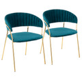 Tania Contemporary-Glam Chair in Gold Metal with Teal Velvet by LumiSource - Set of 2