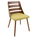 Trevi Mid-Century Modern Dining/Accent Chair in Walnut with Green Fabric by LumiSource