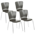 Bentwood Contemporary Stackable Dining Chair in Grey Wood and Chrome by LumiSource - Set of 4