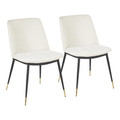 Wanda Contemporary Chair with Black Metal Legs with Gold Accent and Cream Fabric by LumiSource