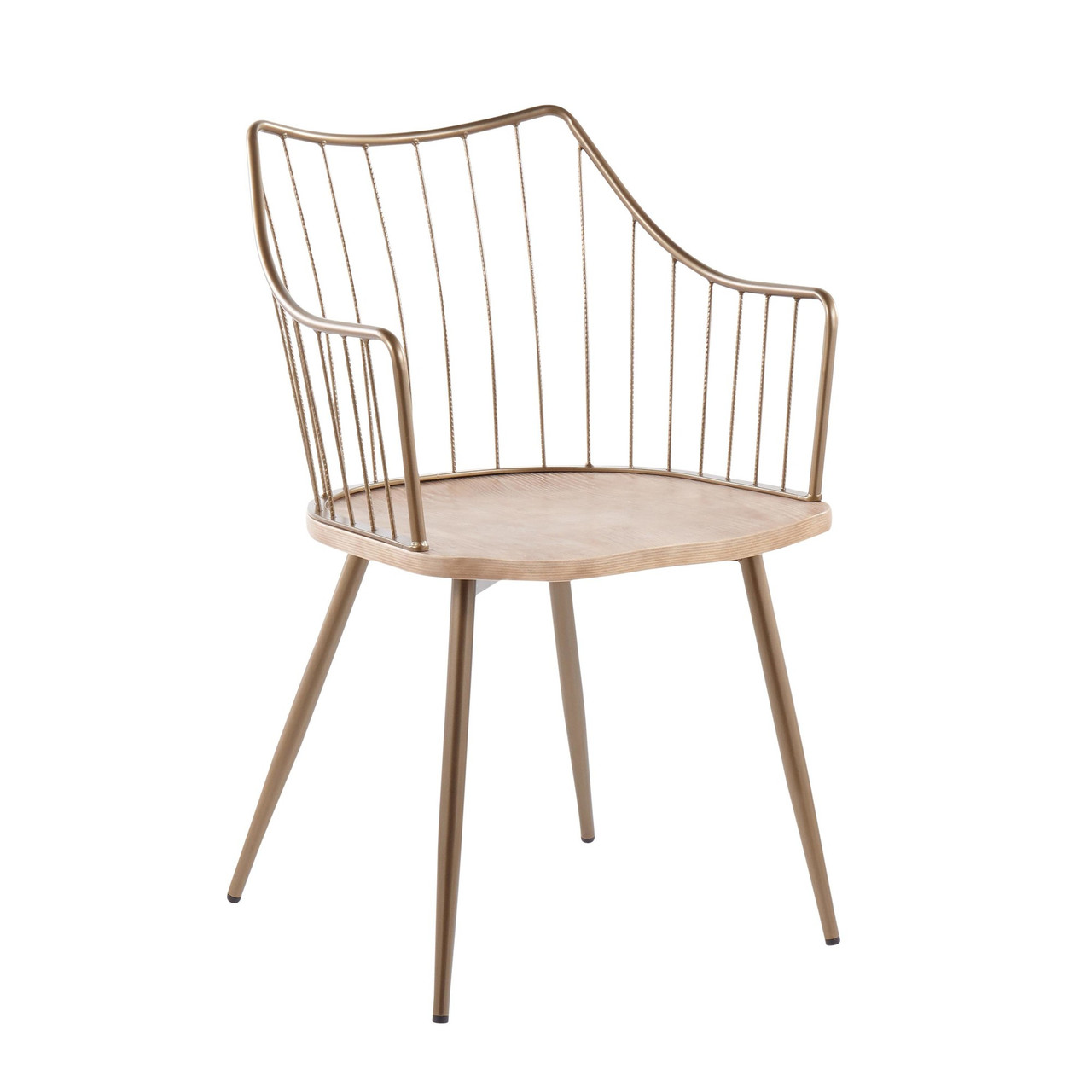chai Winston Farmhouse Chair in Antique Copper Metal and White Washed