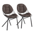 Wired Contemporary Chair in Black Metal with Espresso Faux Leather Cushions by LumiSource - Set of 2