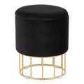 Canary Contemporary/Glam Ottoman in Gold Metal and Black Velvet by LumiSource