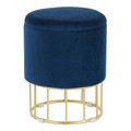Canary Contemporary/Glam Ottoman in Gold Metal and Blue Velvet  by LumiSource