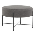 Daniella Contemporary Ottoman in Black Metal and Charcoal Fabric by LumiSource