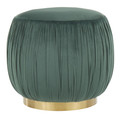 Ruched Contemporary Ottoman in Gold Metal and Emerald Green Velvet by LumiSource