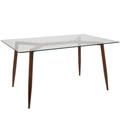 Clara Mid-Century Modern Dining Table in Walnut and Clear by LumiSource