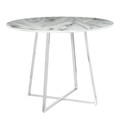 Cosmo Contemporary/Glam Dining Table in Chrome and White Marble Top by LumiSource