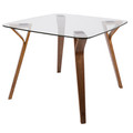 Folia Mid-Century Modern Dinette Table in Walnut and Glass by LumiSource