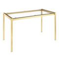 Fuji Contemporary/glam Dining Table in Gold Metal with Clear Glass Top by LumiSource