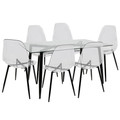 Clara 7-Piece Mid-Century Modern Dining Set in Black and Clear By LumiSource