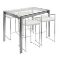 Fuji 5-Piece Contemporary Counter Height Dining Set in Stainless Steel and White by LumiSource