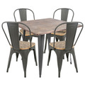 Oregon 5-Piece Industrial-Farmhouse Dining Set in Grey and Brown by LumiSource