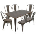 Oregon 6-Piece Industrial-Farmhouse Dining Set in Antique and Espresso by LumiSource