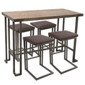 Roman 5-Piece Industrial Counter Height Dining Set in Antique and Brown by LumiSource