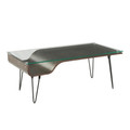 Avery Mid-Century Modern Coffee Table in Dark Grey Wood, Clear Glass, and Black Metal by Lumisource