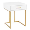 Midas Contemporary Side Table in Gold Metal and White Wood by LumiSource
