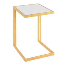 Roman Contemporary-Glam Side Table in Gold Metal and White Marble by LumiSource