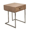 Roman Contemporary End Table in Walnut Wood and Stainless Steel by LumiSource