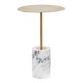 Symbol Contemporary Side Table in Gold Metal and White Marble by LumiSource