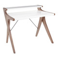 Archer Contemporary Desk in Walnut Wood with White Wood Top by LumiSource