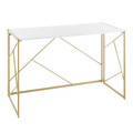 Folia Contemporary Desk in Gold Metal and White Wood by LumiSource