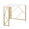 Folia Contemporary Corner Desk in Gold Metal and White Wood by LumiSource