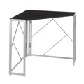 Folia Contemporary Corner Desk in Silver Metal and Black Wood by LumiSource