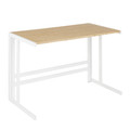 Roman Industrial Office Desk in White Metal and Natural Wood-Pressed Grain Bamboo by LumiSource