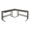 Roman Industrial "L" Shaped Desk in Antique Metal and Espresso Wood-Pressed Grain Bamboo by LumiSource