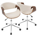 Curvo Mid-Century Modern Office Chair in Walnut and Cream by LumiSource