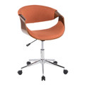 Curvo Mid-Century Modern Office Chair in Walnut Wood and Orange Fabric by LumiSource