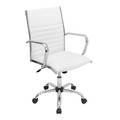 Master Contemporary Adjustable Office Chair with Swivel in White Faux Leather by LumiSource