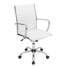 Master Contemporary Adjustable Office Chair with Swivel in White Faux Leather by LumiSource