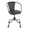 Oregon Industrial Upholstered Task Chair in Black Metal and Dark Grey Faux Leather by LumiSource