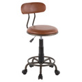 Swift Industrial Task Chair in Antique Metal and Brown Faux Leather by LumiSource