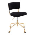 Tania Contemporary Task Chair in Gold Metal and Black Velvet by LumiSource