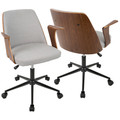Verdana Mid-Century Modern Office Chair in Walnut Wood and Grey Fabric by LumiSource