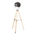 Ahoy Industrial Floor Lamp in Natural Wood and Antique Metal by LumiSource
