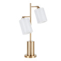 Cannes Contemporary/Glam Table Lamp in Gold Metal With White Shades by LumiSource