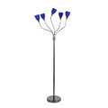 Medusa Contemporary Floor Lamp with Black Chrome Base and Blue Glass Sconces by LumiSource