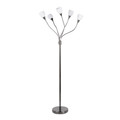 Medusa Contemporary Floor Lamp with Black Chrome Base and White Glass Sconces by LumiSource